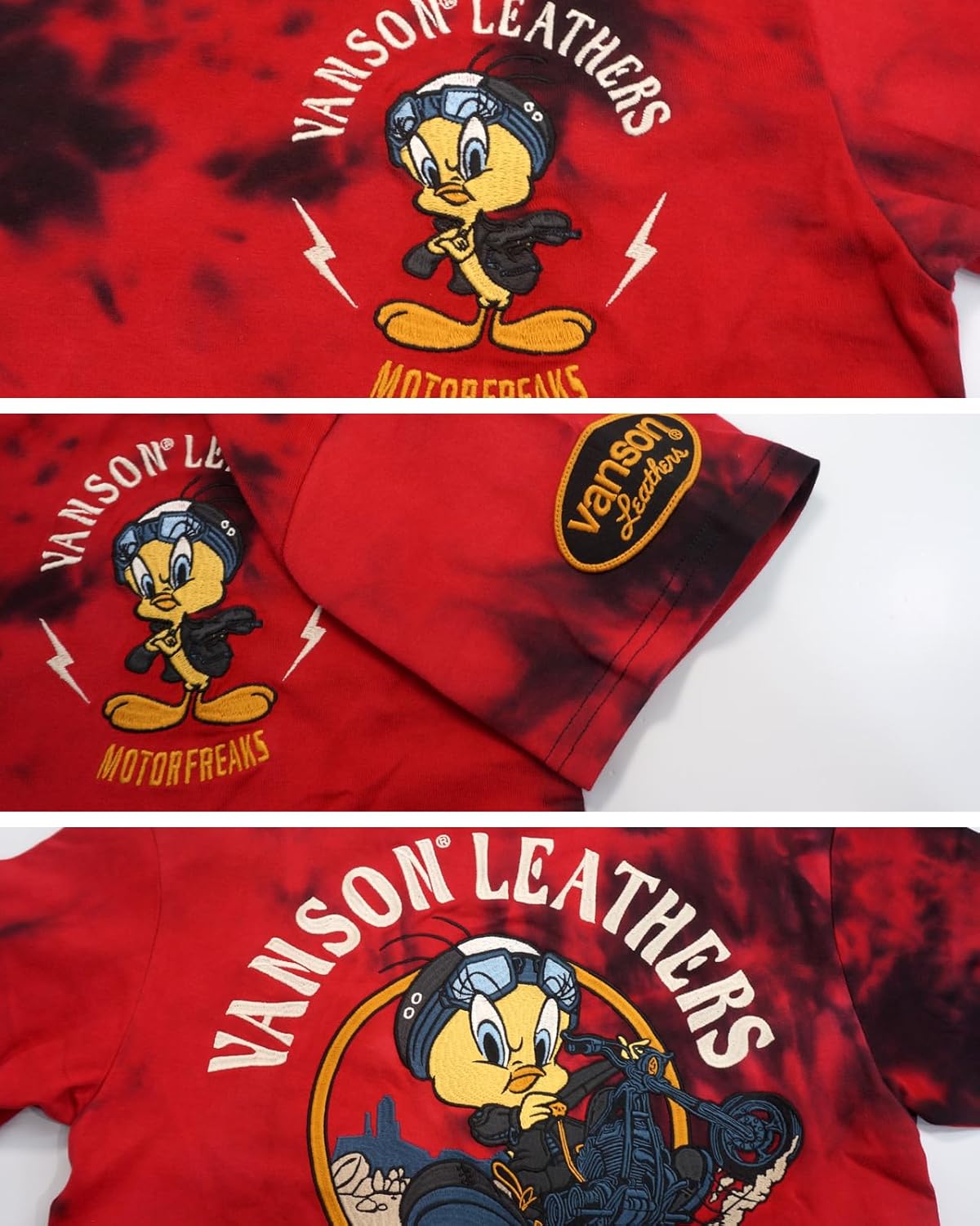 美品＊ vanson バンソン 半袖 Tシャツ バイカー トゥイーティー 刺繍 VANSON × LOONEY TUNES トゥイーティー 刺繍 天竺 半袖 Tシャツ